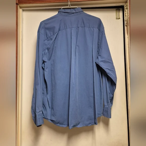 Lands' End Men's Casual Blue Button Down Shirt - Picture 7 of 9